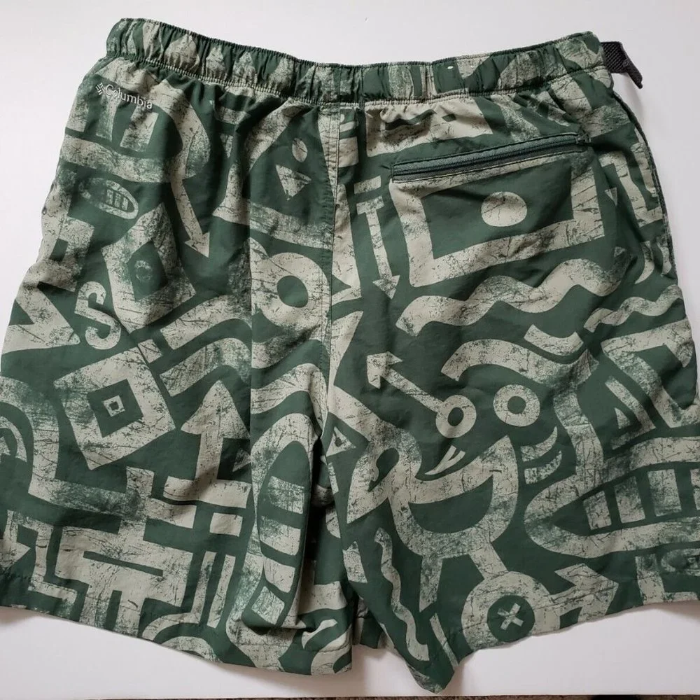 Columbia Mens Large Whidbey II Hybrid Water Swim Short Green Print 8" Trunks - Picture 4 of 4